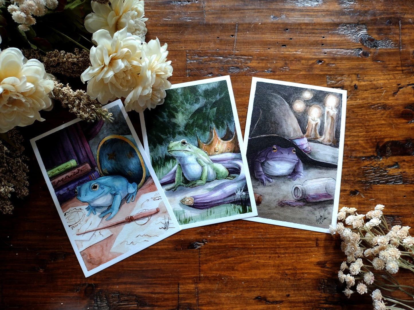 Magical Frog watercolor postcard set