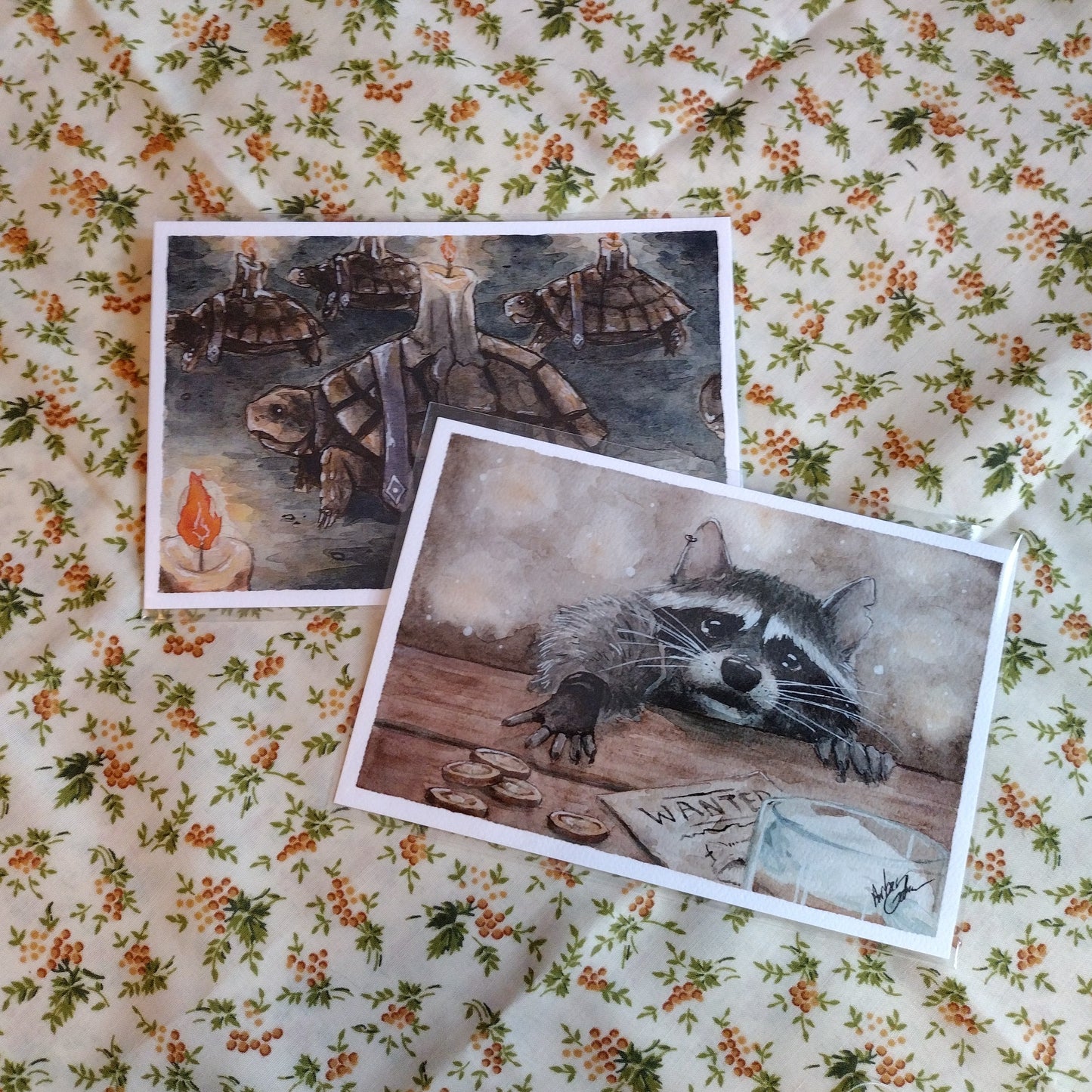 Critter watercolor postcard set