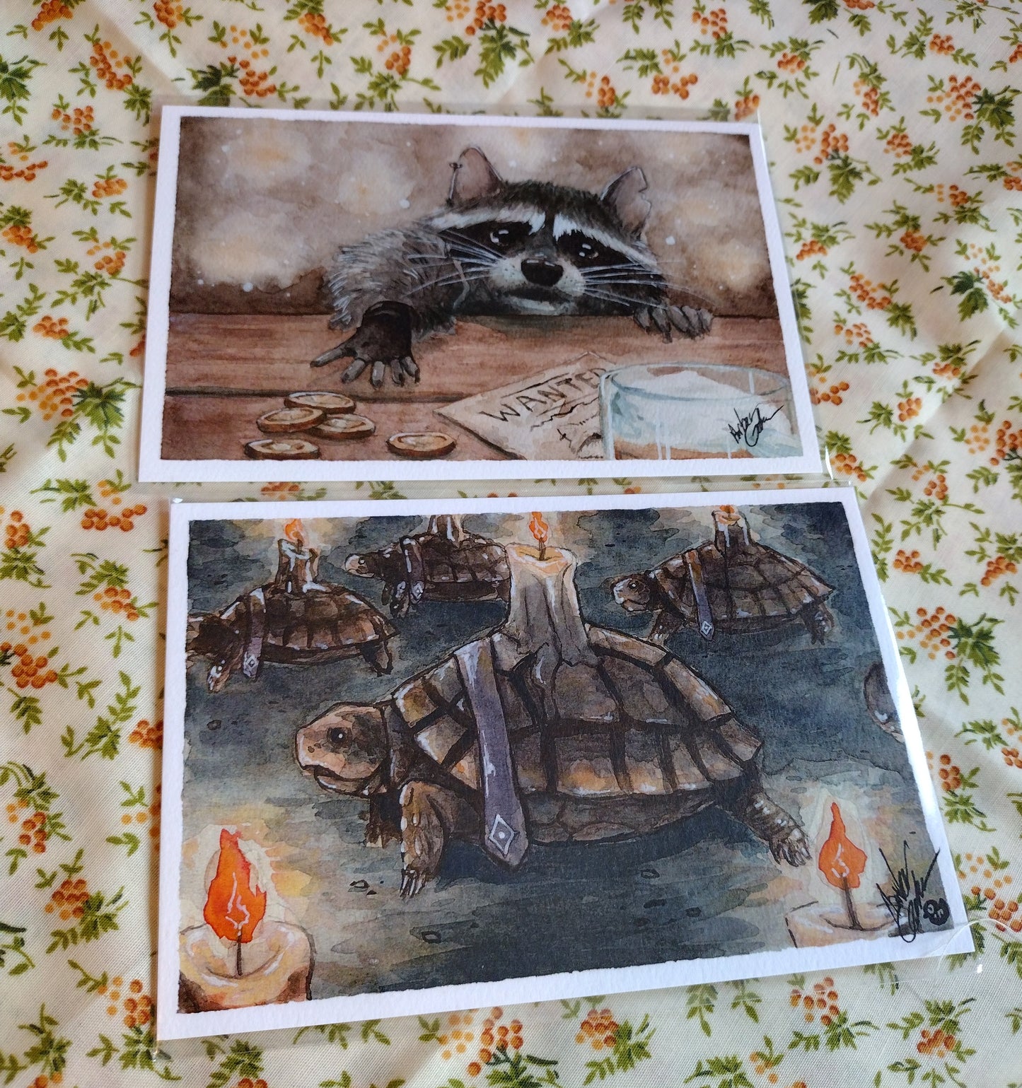 Critter watercolor postcard set