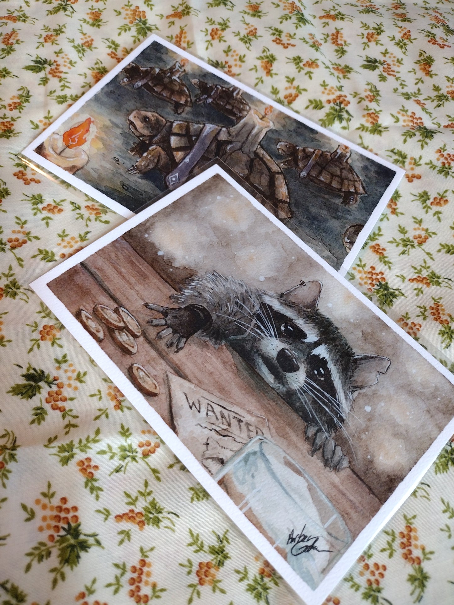 Critter watercolor postcard set