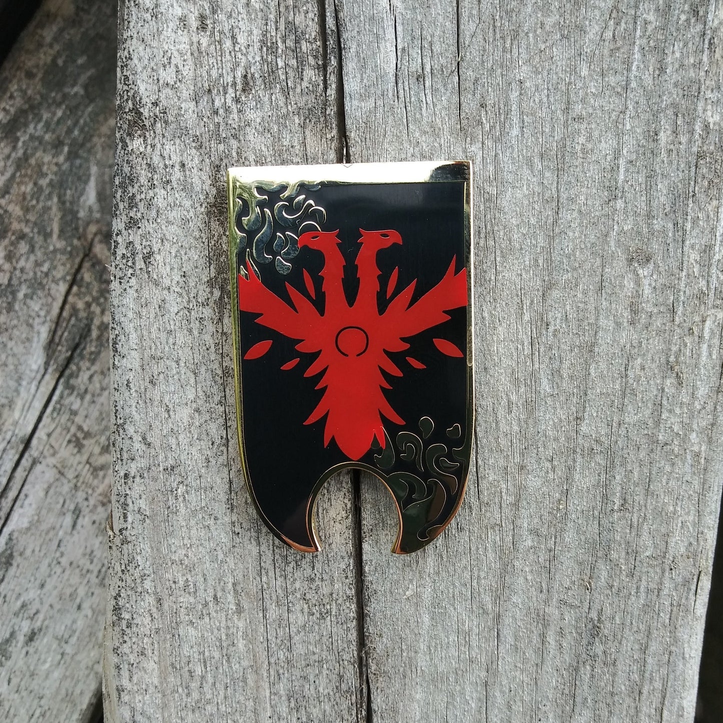 Pvp phoenix banner hard enamel pin