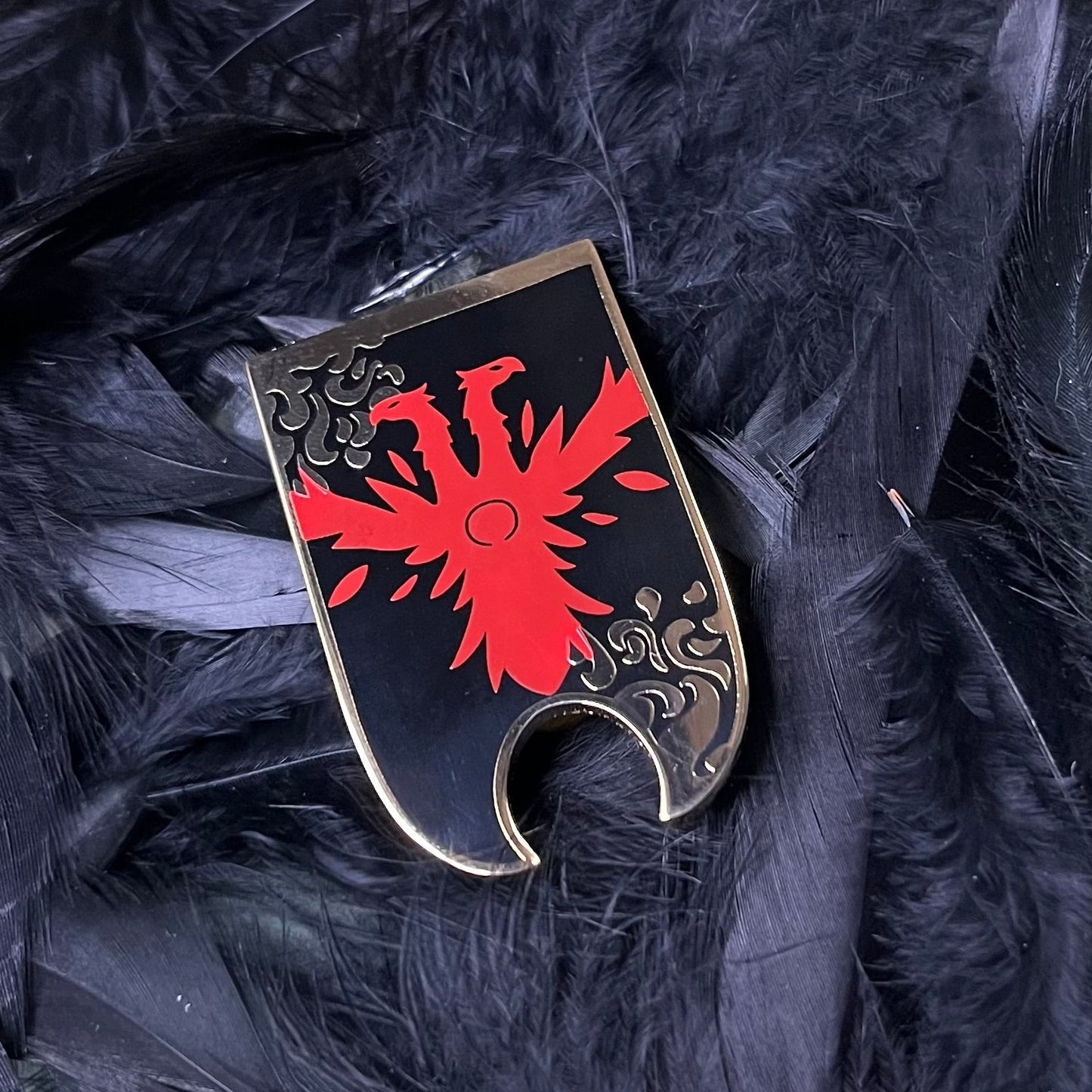 Pvp phoenix banner hard enamel pin