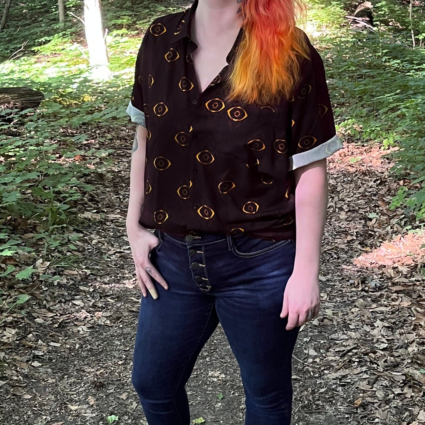Golden sun button down shirt