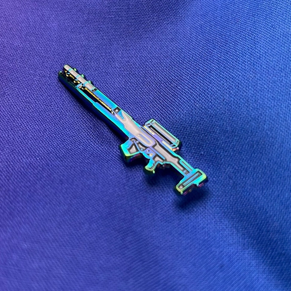 Rainbow gun enamel pin
