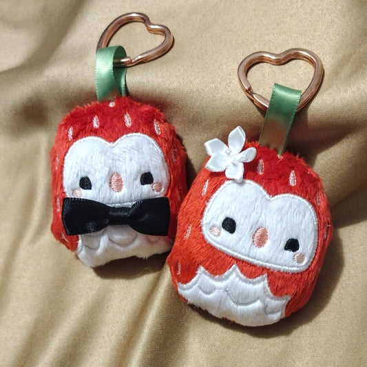Strawberry owl plush keychain